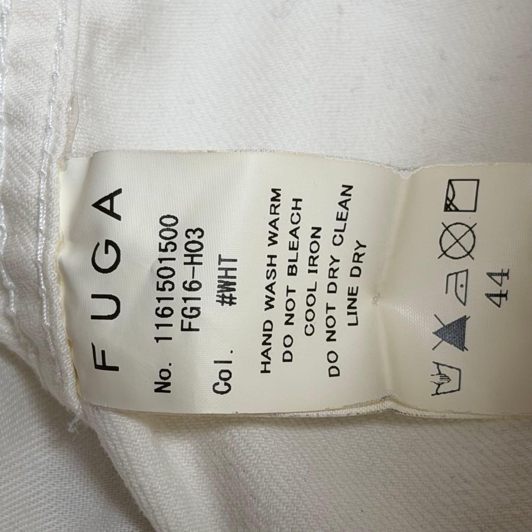 む*様 FUGAフーガ ホワイトデニムライダースジャケット44 wジッパー ブ
