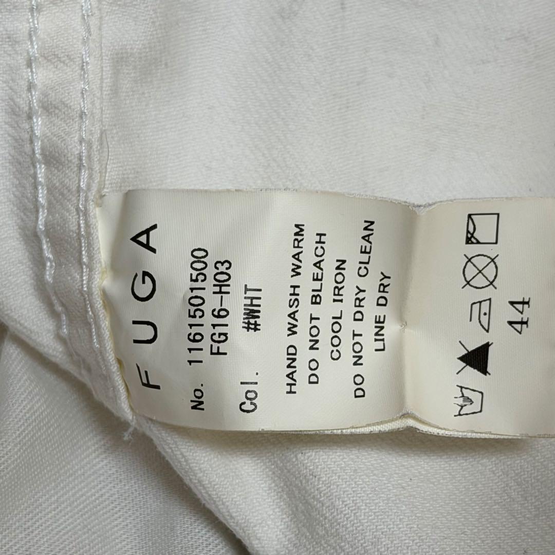 む*様 FUGAフーガ ホワイトデニムライダースジャケット44 wジッパー ブ