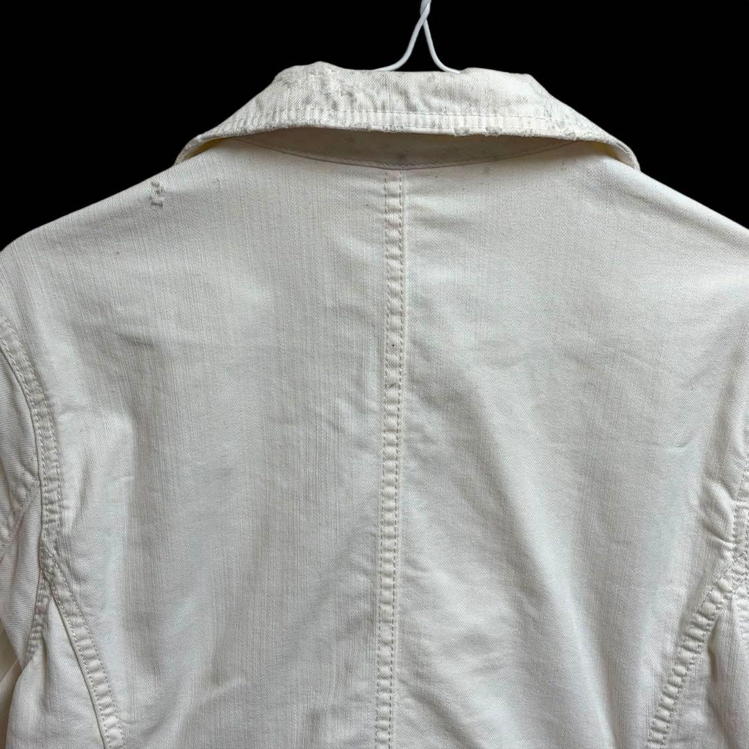 む*様 FUGAフーガ ホワイトデニムライダースジャケット44 wジッパー ブ