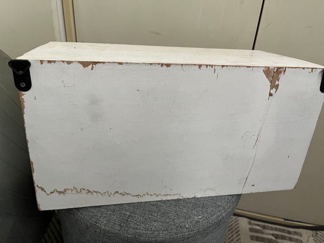 骨董市購入ホワイト木製ガラスケース シャビーアンティーク