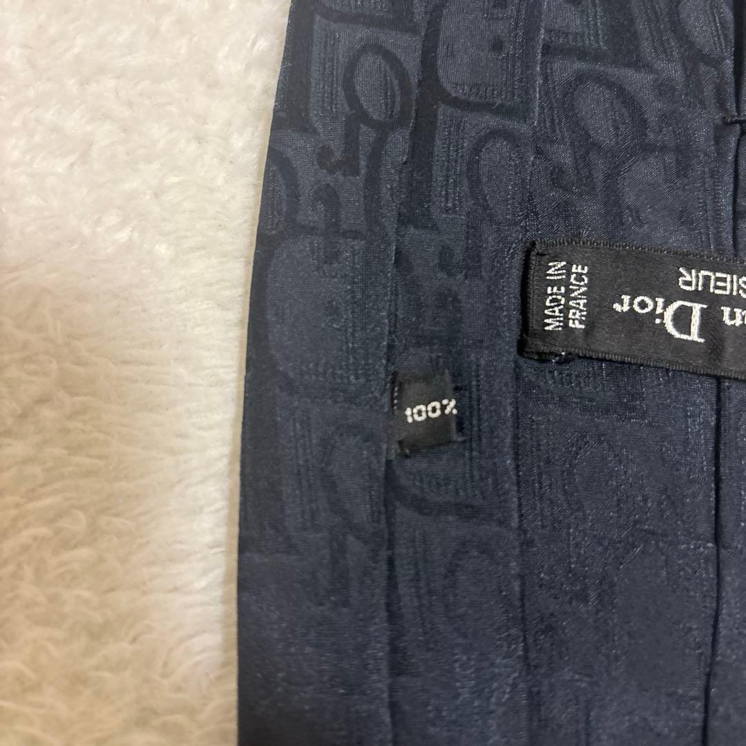 クリスチャンディオール ネクタイ ネイビー トロッター 総柄 シルク Dior