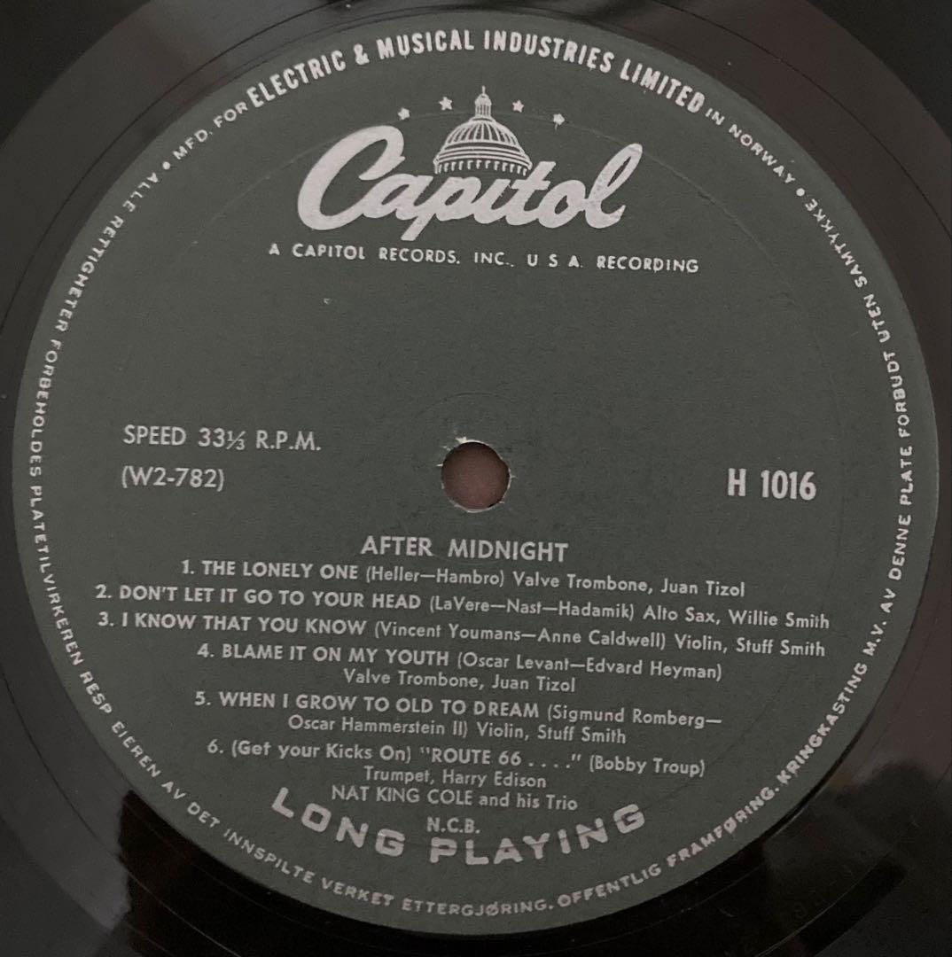稀少ノルウェイオリジナルAfter Midnightナットキングコールレコード