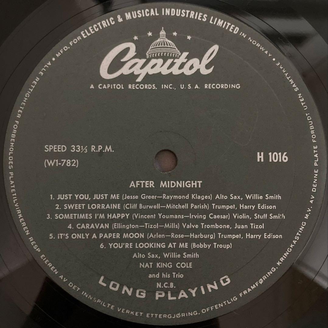稀少ノルウェイオリジナルAfter Midnightナットキングコールレコード