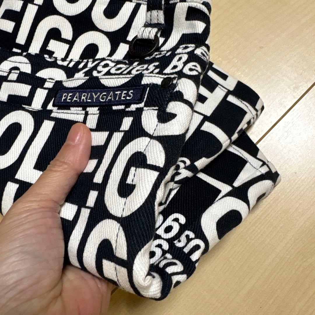 PEARLY GATES ロゴプリントスカート 黒✖️白　0 オマケ付き