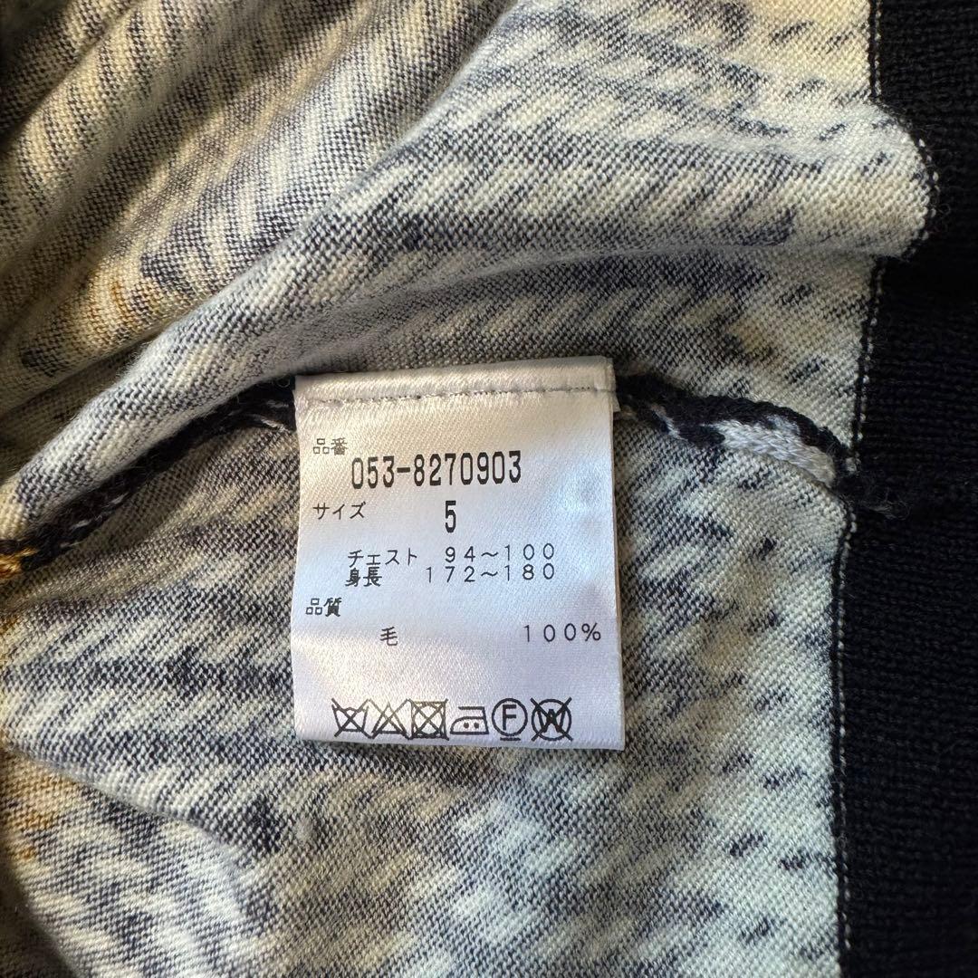 PEARLY GATES タータンチェック ウール ニットロゴ 刺繍ワッペン L