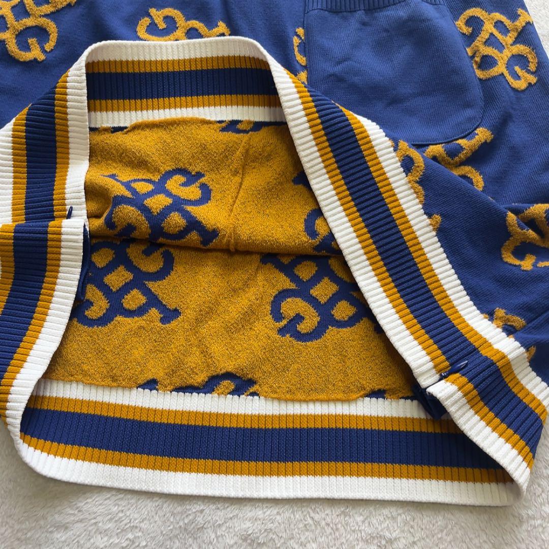 極美品　パーリーゲイツ　ニット　スカート　セットアップ　モノグラム　総柄　ブルー