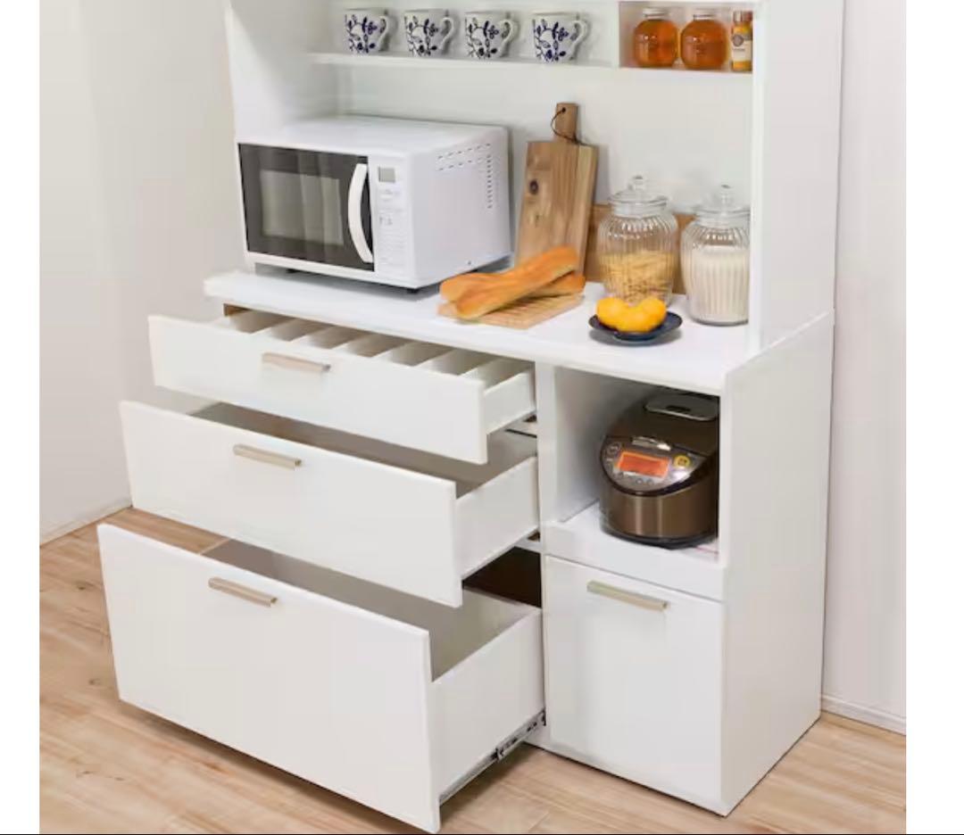 美品 ニトリ 食器棚 キッチンボード ホワイト 幅100