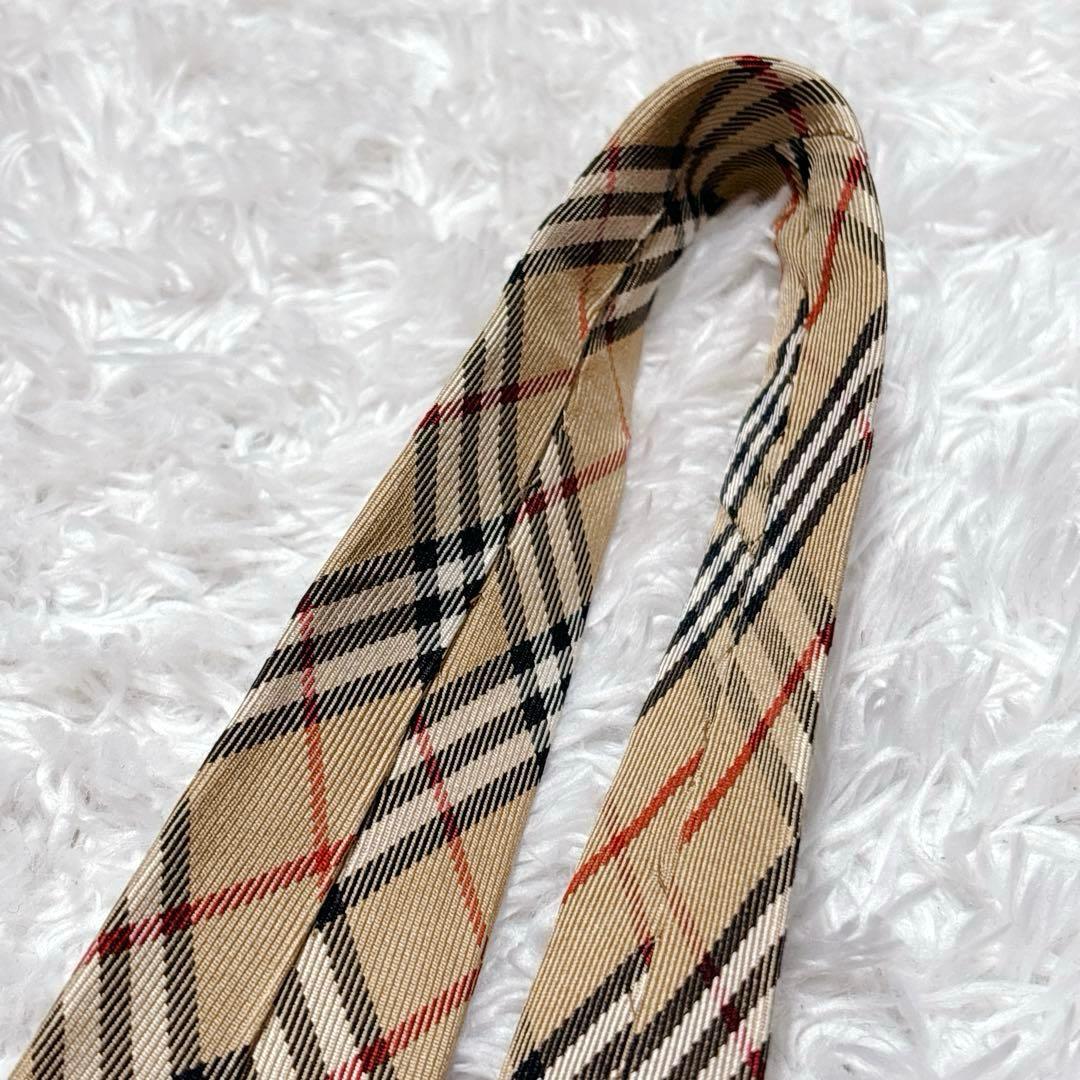 美品✨ バーバリー ネクタイ ノバチェック ベージュ シルク ホースロゴ 日本製