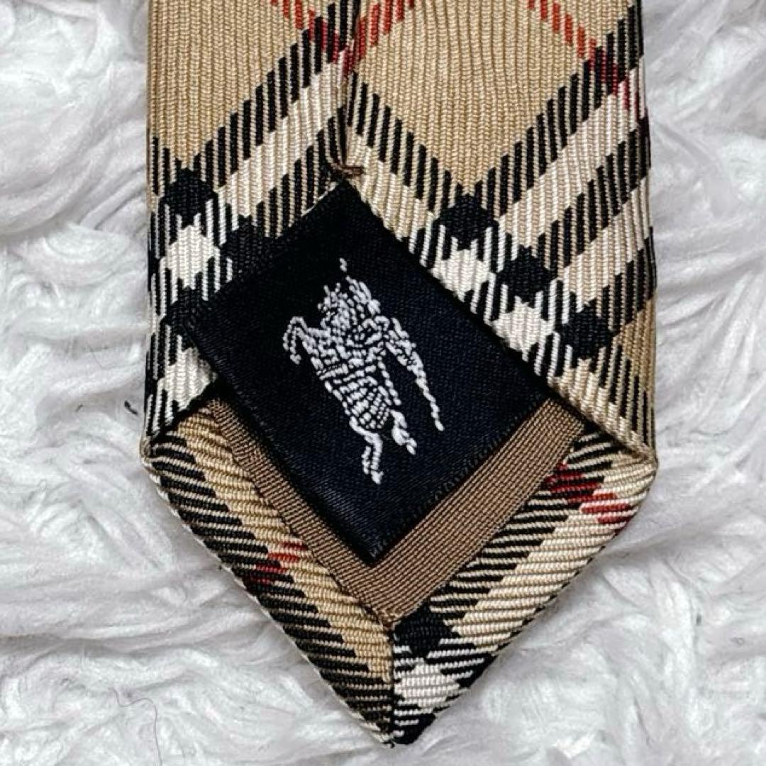 美品✨ バーバリー ネクタイ ノバチェック ベージュ シルク ホースロゴ 日本製