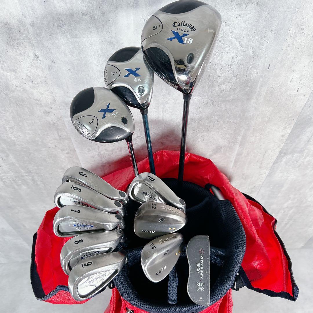 V432 キャロウェイ 他 メンズ ゴルフ クラブ セット 13点 赤 豪華