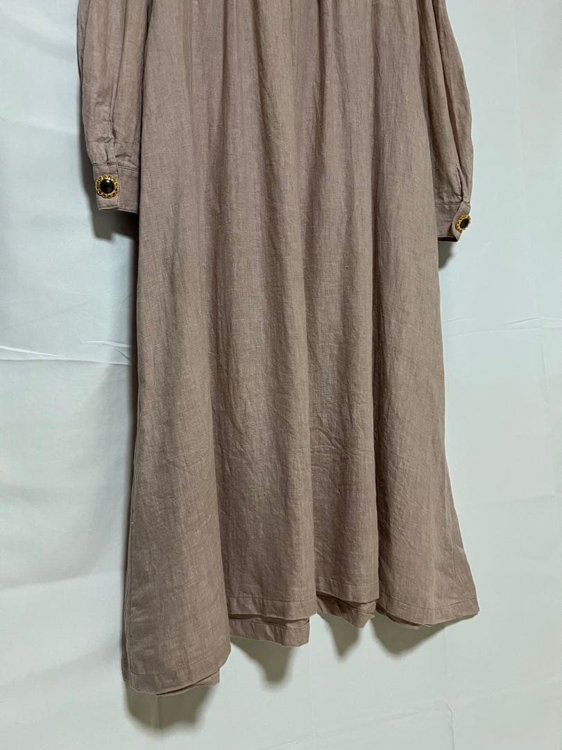 フランシュリッペ ヒュッゲワンピース リネン100 うさぎ刺繍 ピンク