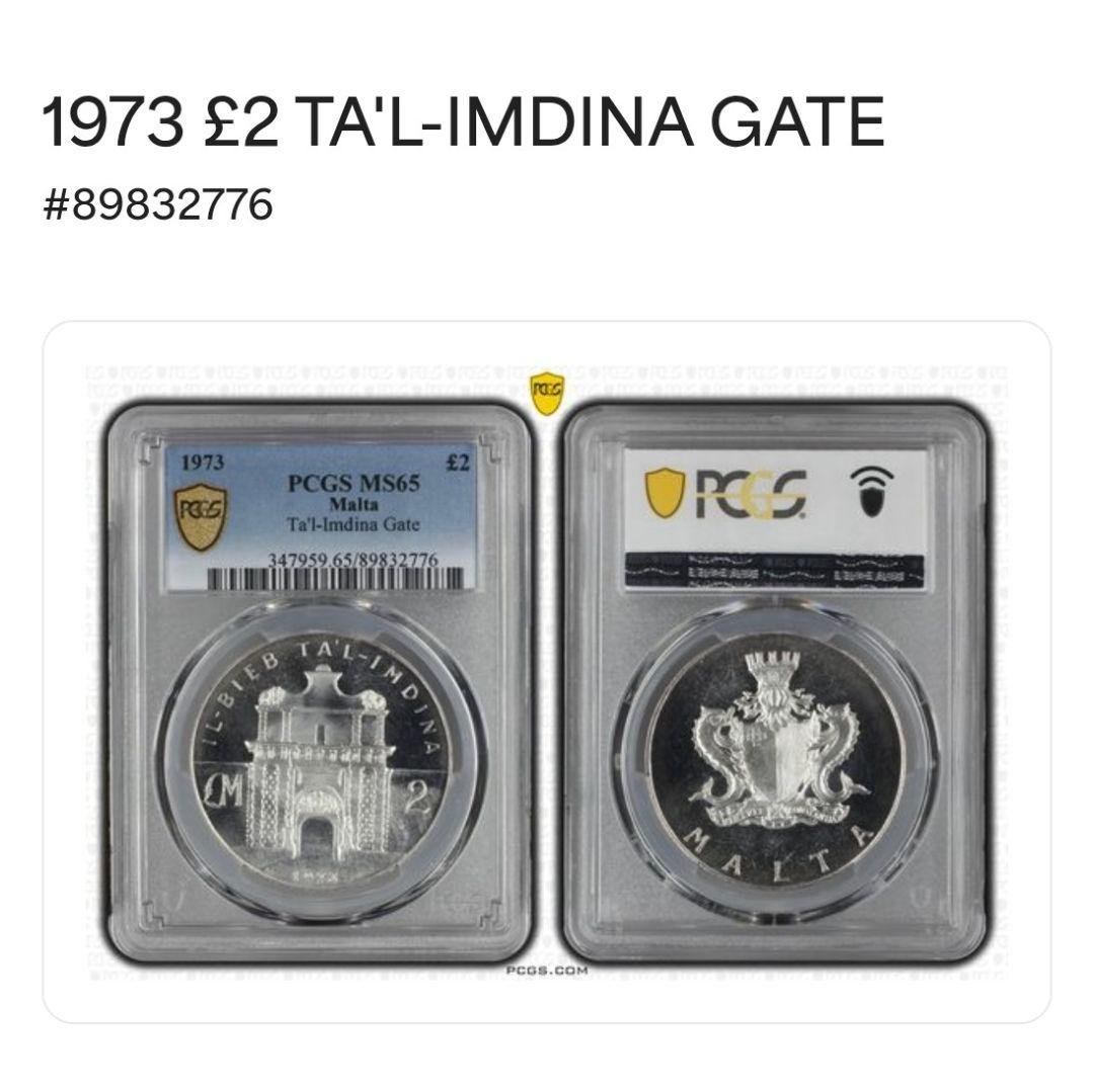 1973年 マルタ銀貨 2ポンド銀貨 SV987 大型銀貨 PCGS MS65