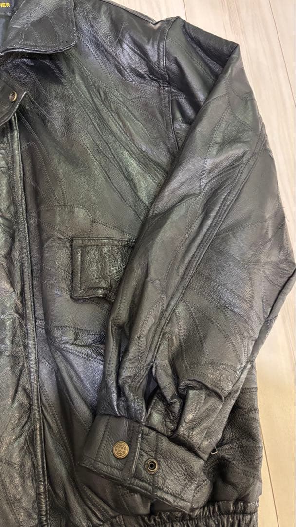 ビンテージ　古着　本革　leather&soul ツギハギ　レザージャケット