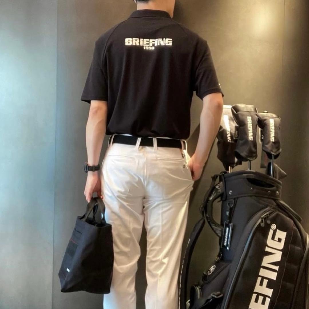 新品★23,100円 BRIEFING 黒ポロシャツバックロゴ 黒×白 メンズS