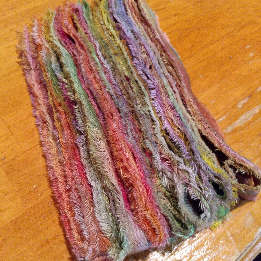 ②❣️蘭❣️。37ジャンクジャーナル素材。フリンジ加工裂き布リボン