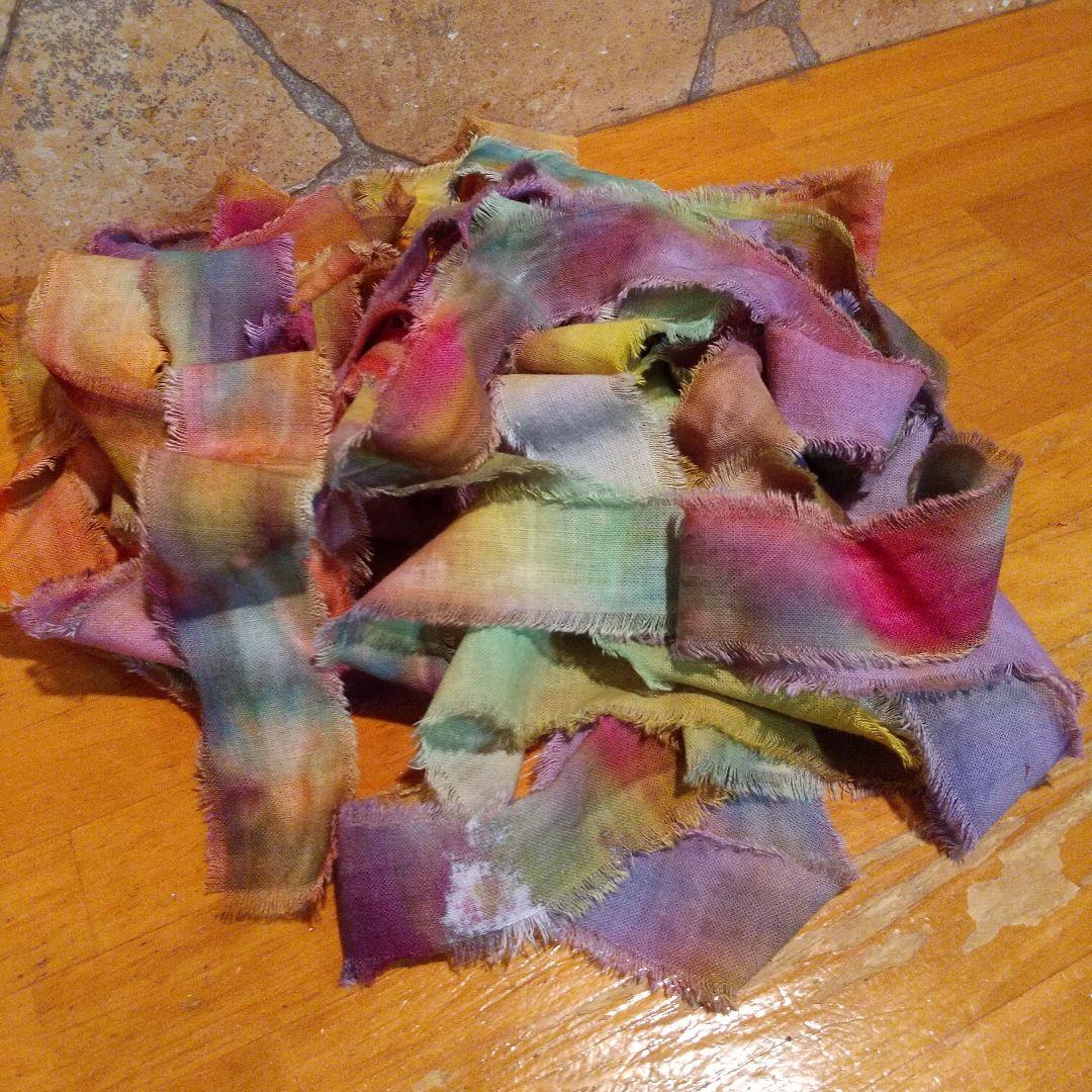 ②❣️蘭❣️。37ジャンクジャーナル素材。フリンジ加工裂き布リボン