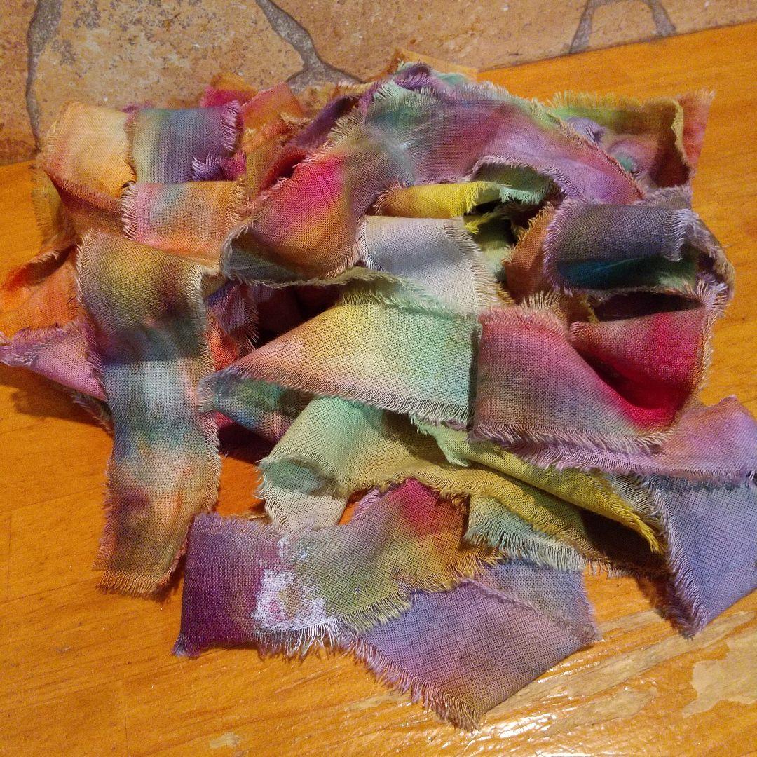 ②❣️蘭❣️。37ジャンクジャーナル素材。フリンジ加工裂き布リボン