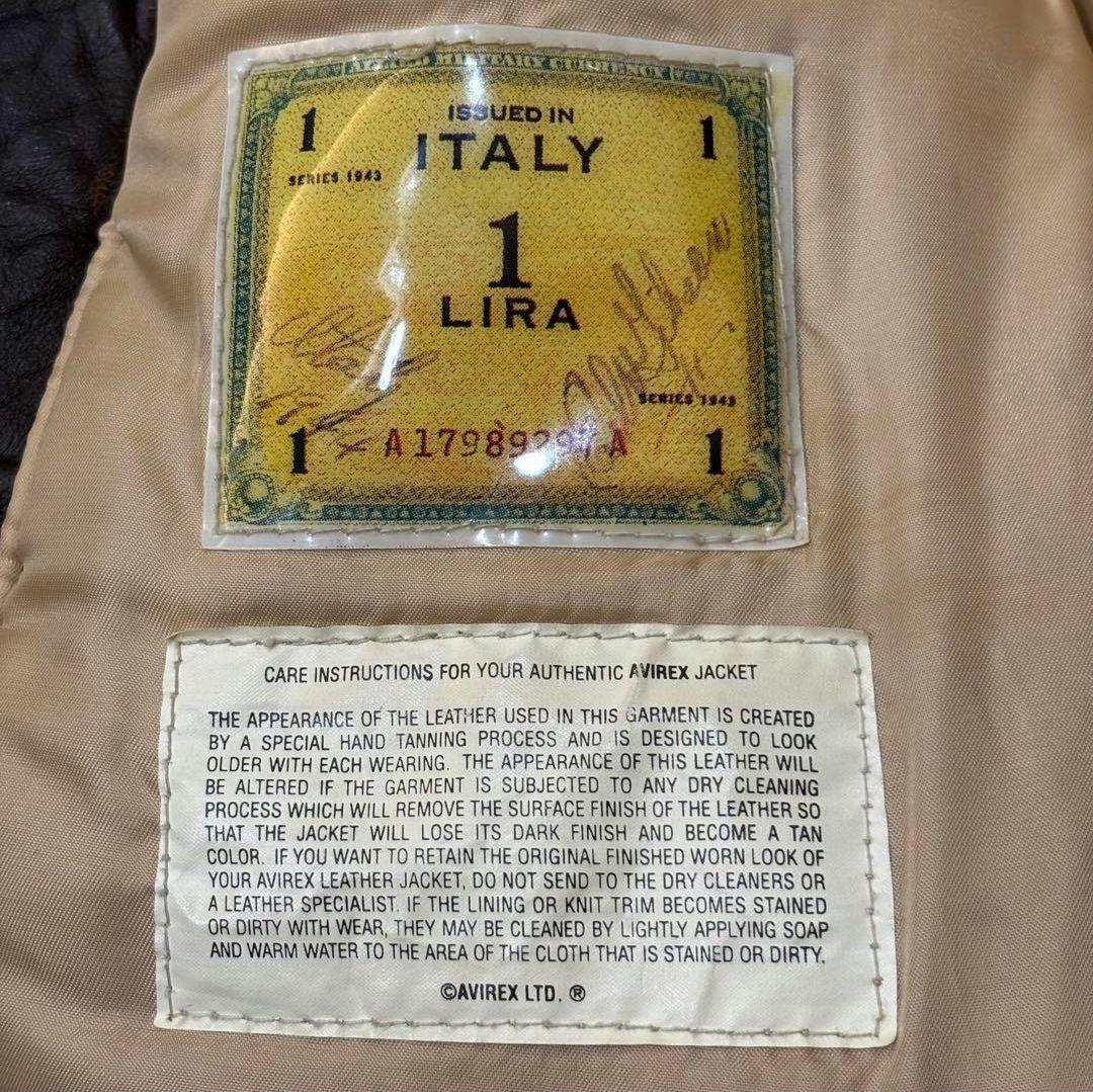 【AVIREX】 A-2 フライトジャケット　ラムレザー　刺繍　短丈　90s M