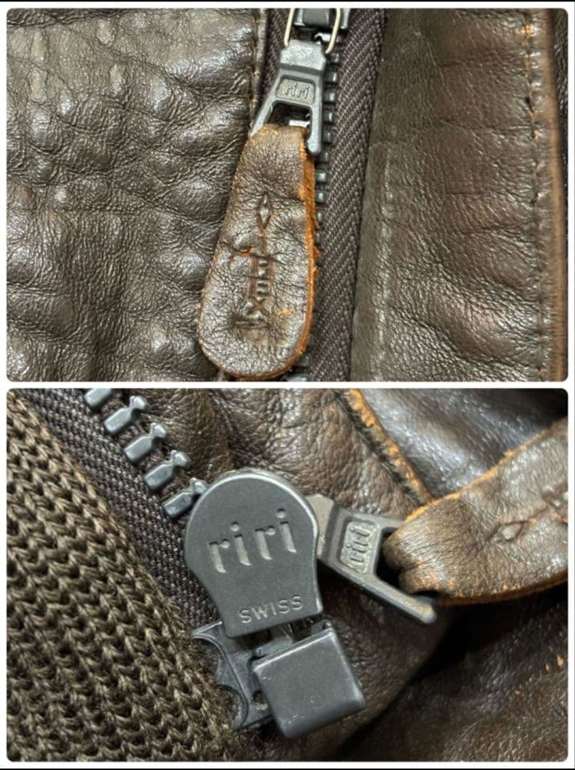 【AVIREX】 A-2 フライトジャケット　ラムレザー　刺繍　短丈　90s M