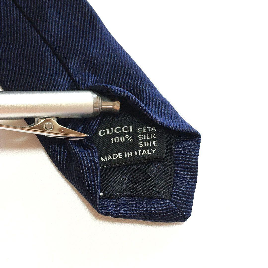 未使用級 グッチ GUCCI ネクタイ シルク ネイビー 蜂 Bee ハチ