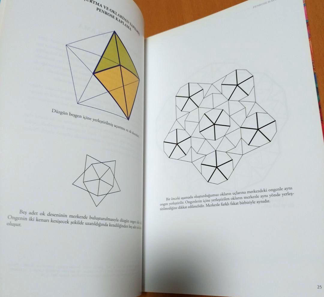 トルコ語　五角形の幾何学模様の本　建築家ミマール・シナンのモスク　デザイン