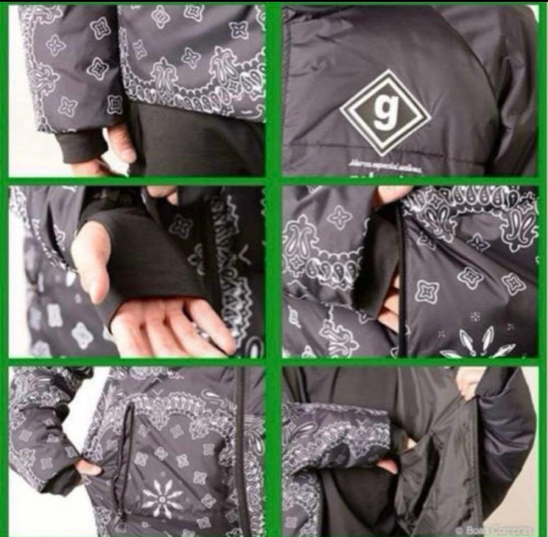 goleador ゴレアドール 中綿 フードジャケット ペイズリー 160 黒