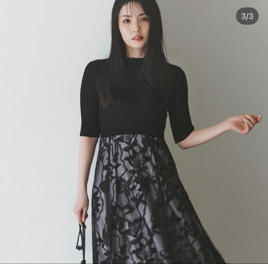 美品　Rirandture レースドッキングワンピース　サイズ2