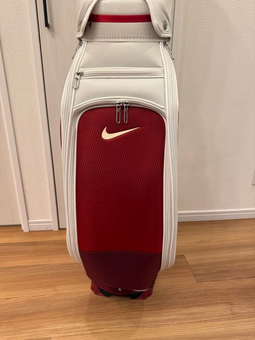 中古美品NIKE ナイキ ゴルフ キャディバッグ BG0371 ホワイト/レッド