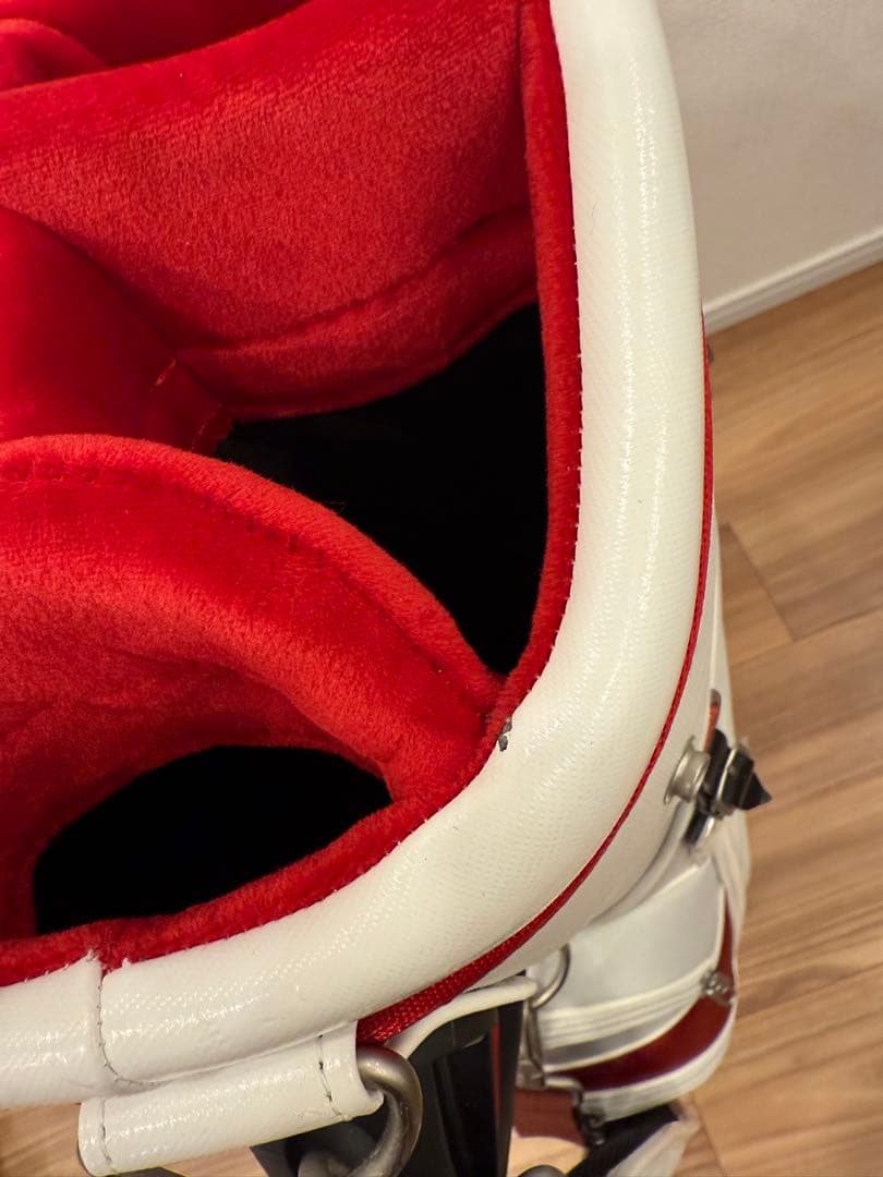 中古美品NIKE ナイキ ゴルフ キャディバッグ BG0371 ホワイト/レッド