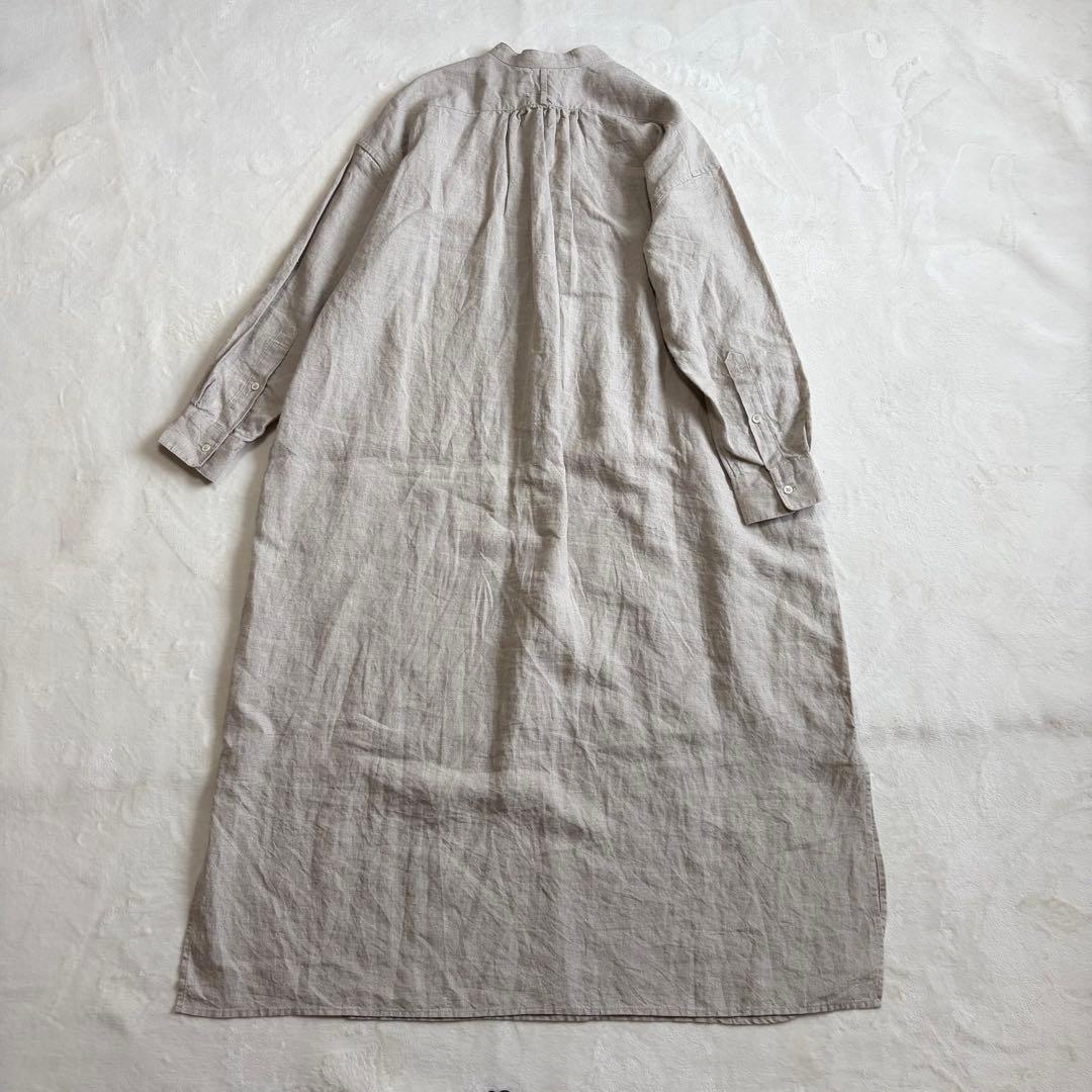 美品　かぐれ リネンシャツワンピース ベージュ 生成色　長袖