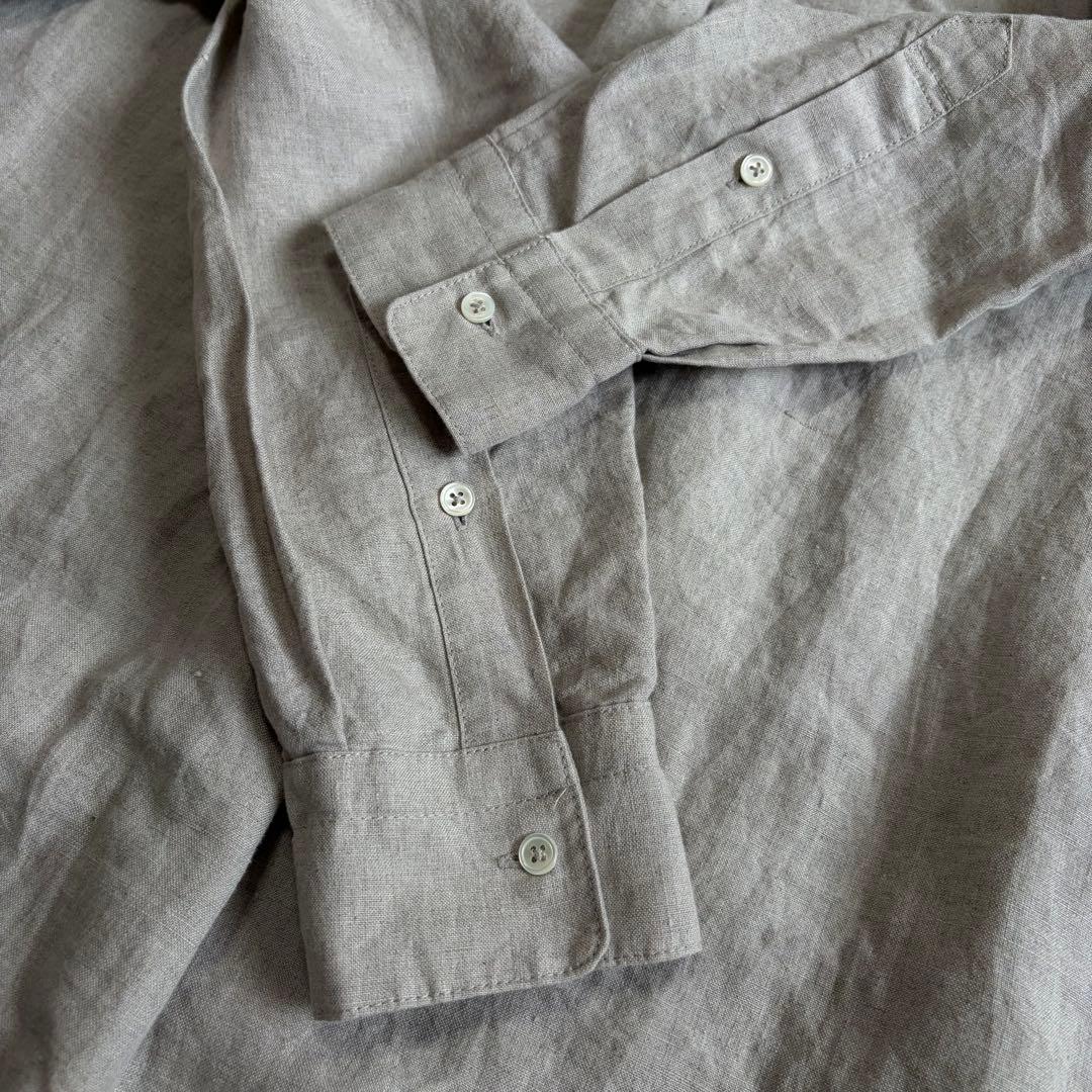 美品　かぐれ リネンシャツワンピース ベージュ 生成色　長袖