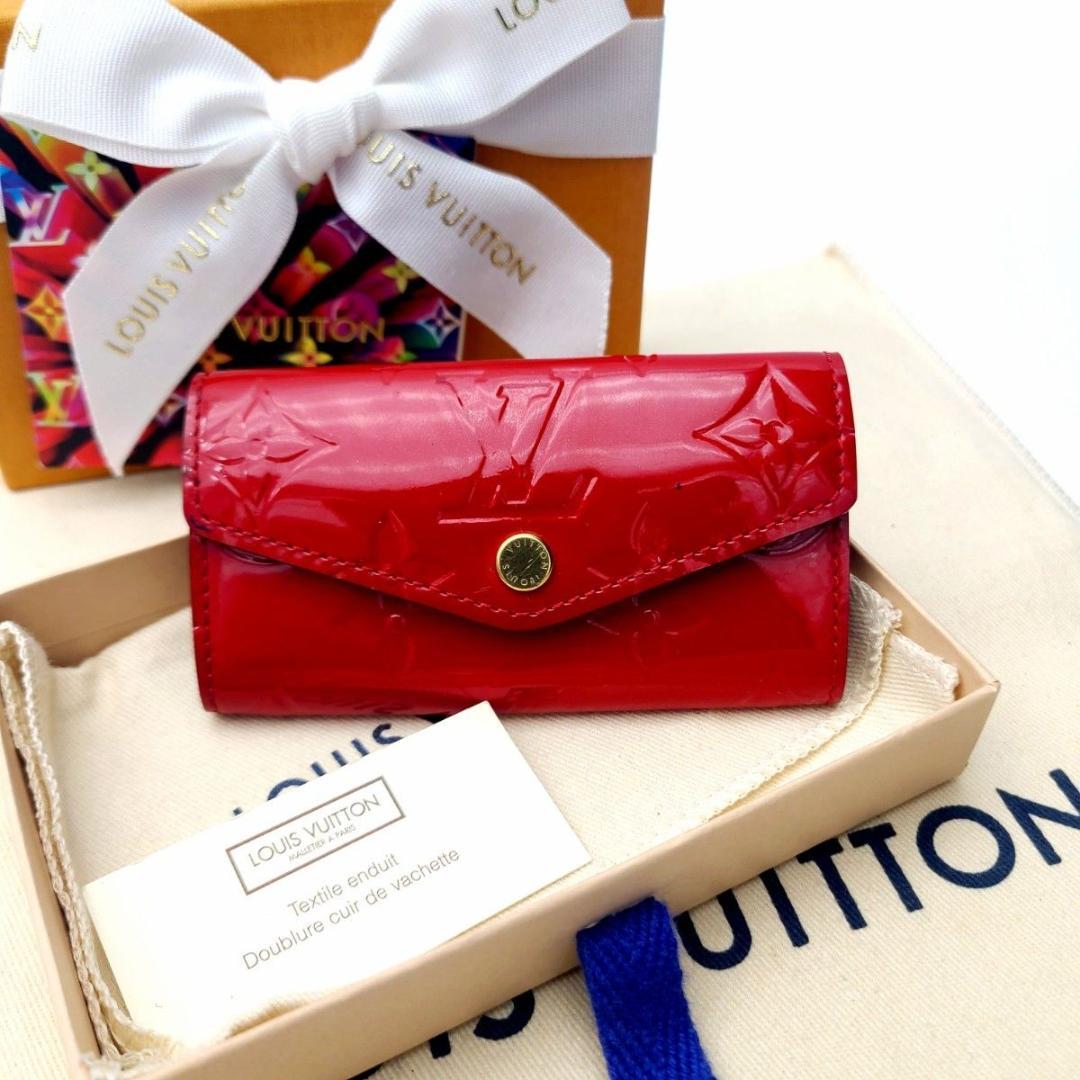 美品 ルイヴィトン ヴェルニ ミュルティクレ4 鍵入れ 赤 M90907