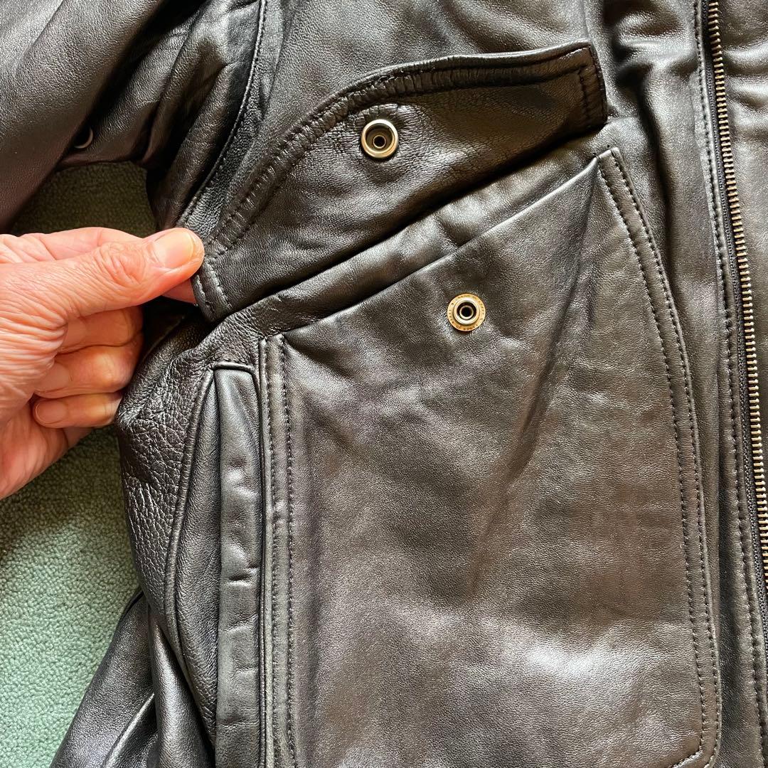 レザージャケット　黒　革ジャン　本革　牛革　ドイツ製　春レザー