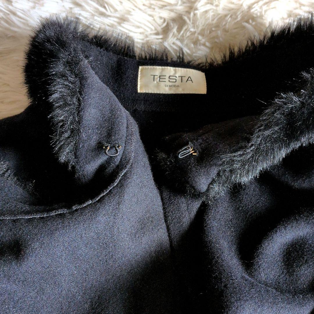 ポンチョ ケープ 変形 アンゴラ ウール フェイクファー 高級感 黒　M