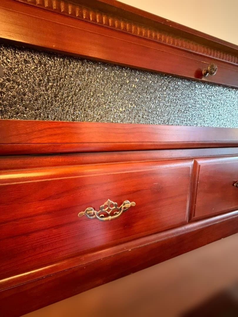 木製 上置き戸棚 テレビ台 アンティーク風 ガラス扉 収納棚 　昭和レトロ