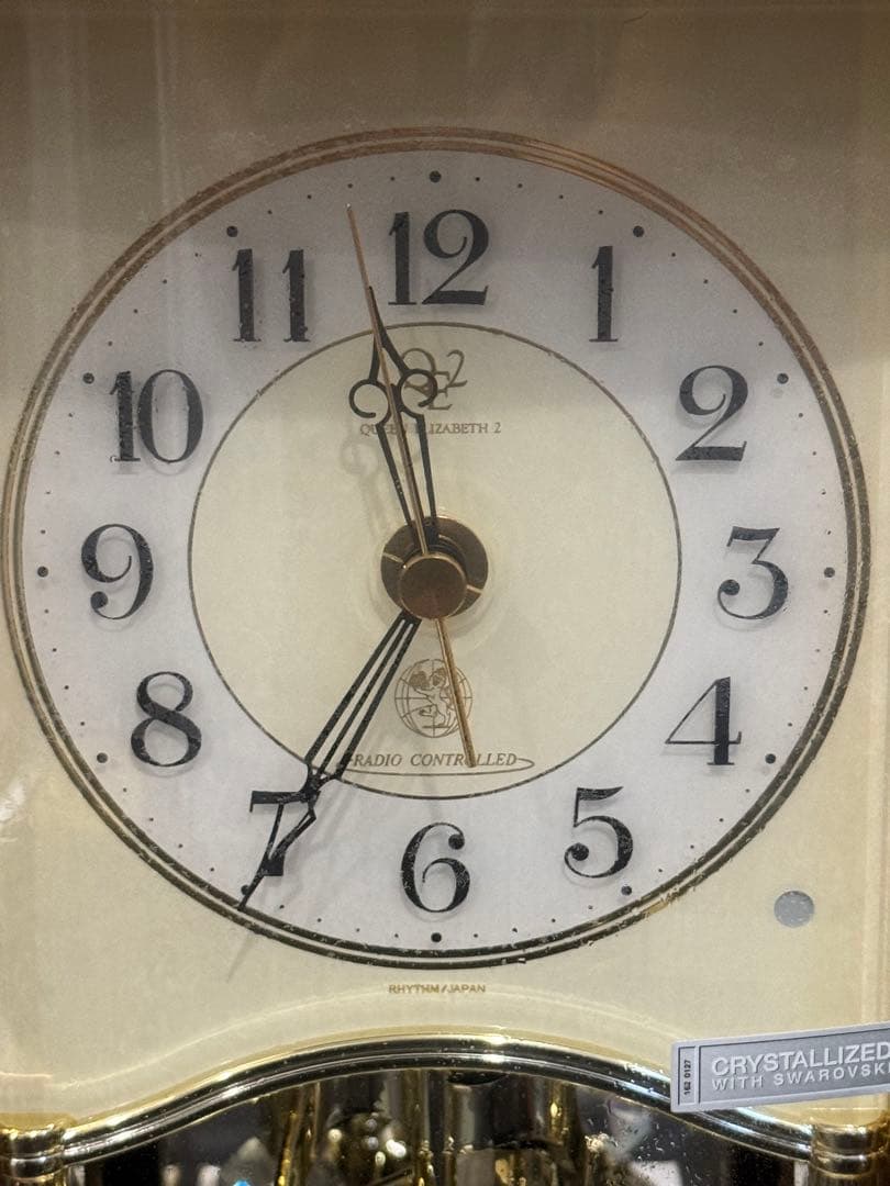R088 ELIZABETH リズム電波時計 オニックス スワロフスキー