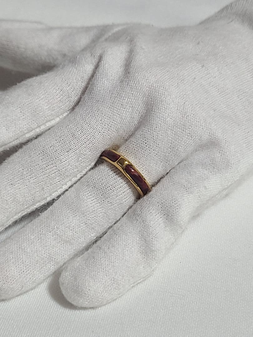 HERMESヴィンテージ　オープンリング　クロコ　ゴールド　指輪　レザーリング