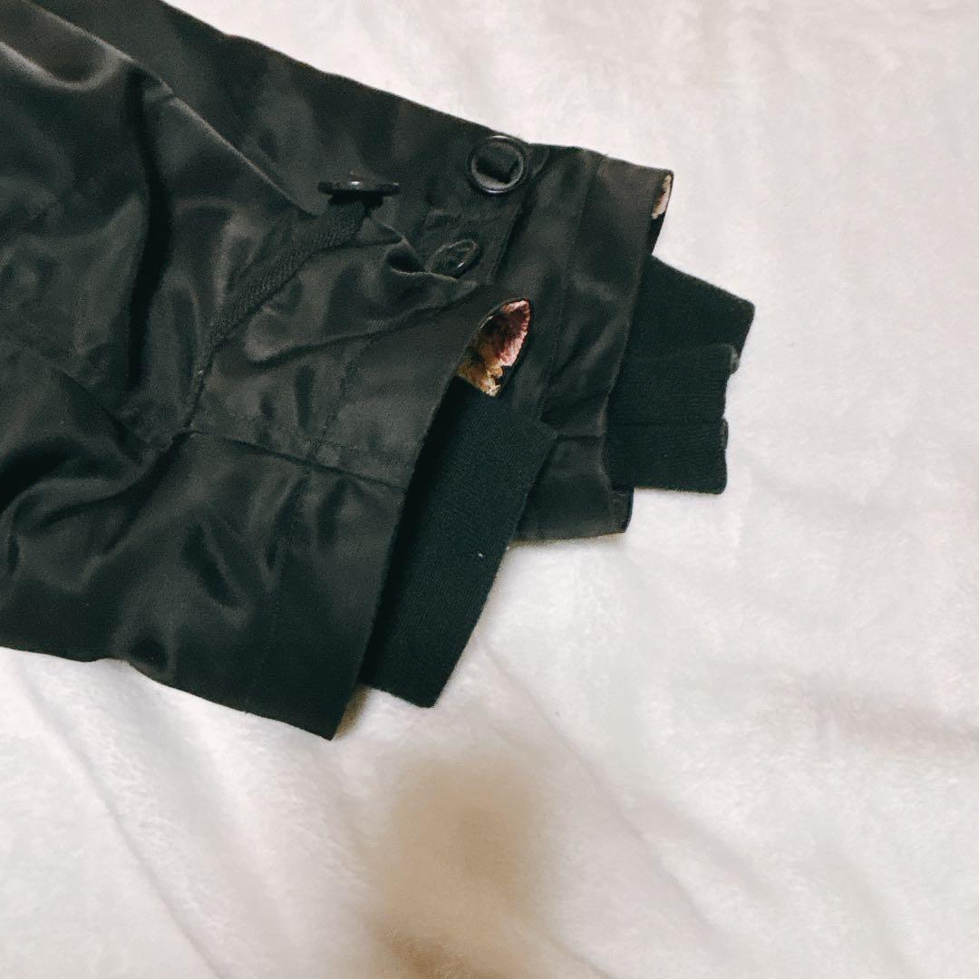 【絡繰魂】中綿フードブルゾン　波涛鯉　ブラック　大きい　刺繍　黒　Y2K