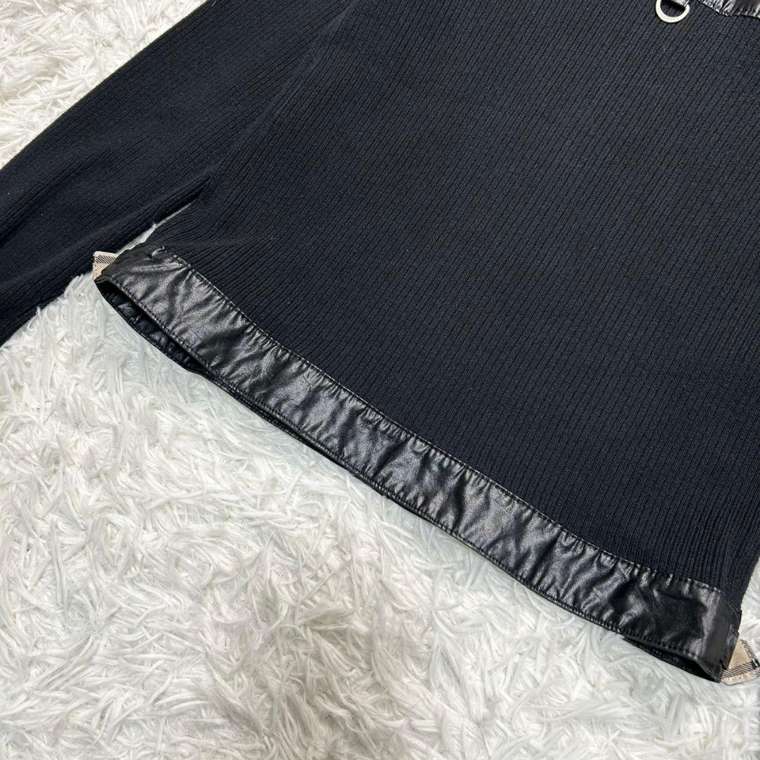 【美品】バーバリーロンドン ニットジャケット ノバチェック ブラック 160