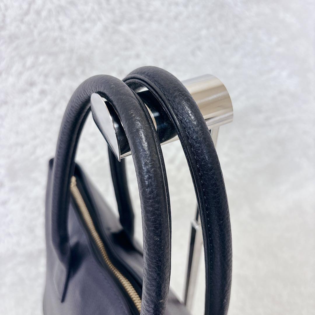 美品　ハッシュタグ　トートバッグ　シボ革　A4 自立　ダークネイビー　肩かけ