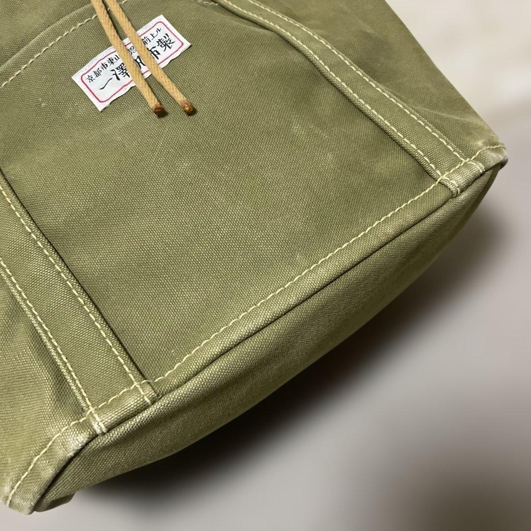 【良品】京都 一澤帆布 オリーブグリーン 定番トートバッグ 厚手/ 信三郎帆布
