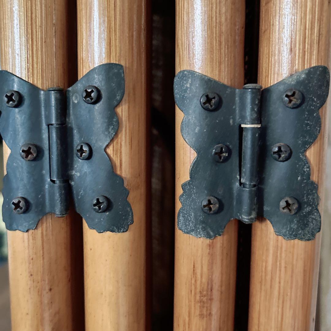 ラタン 4連パーテーション 籐 間仕切り 折りたたみ 昭和レトロ エスニック