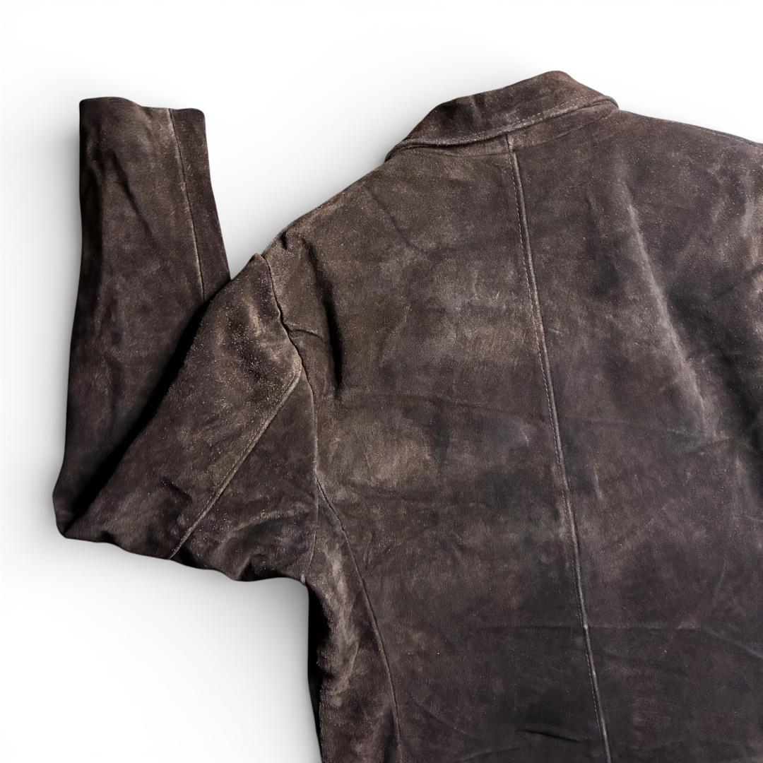 シ*ウ様 90s 本革 スエード テーラードジャケット ダークブラウン レザージ