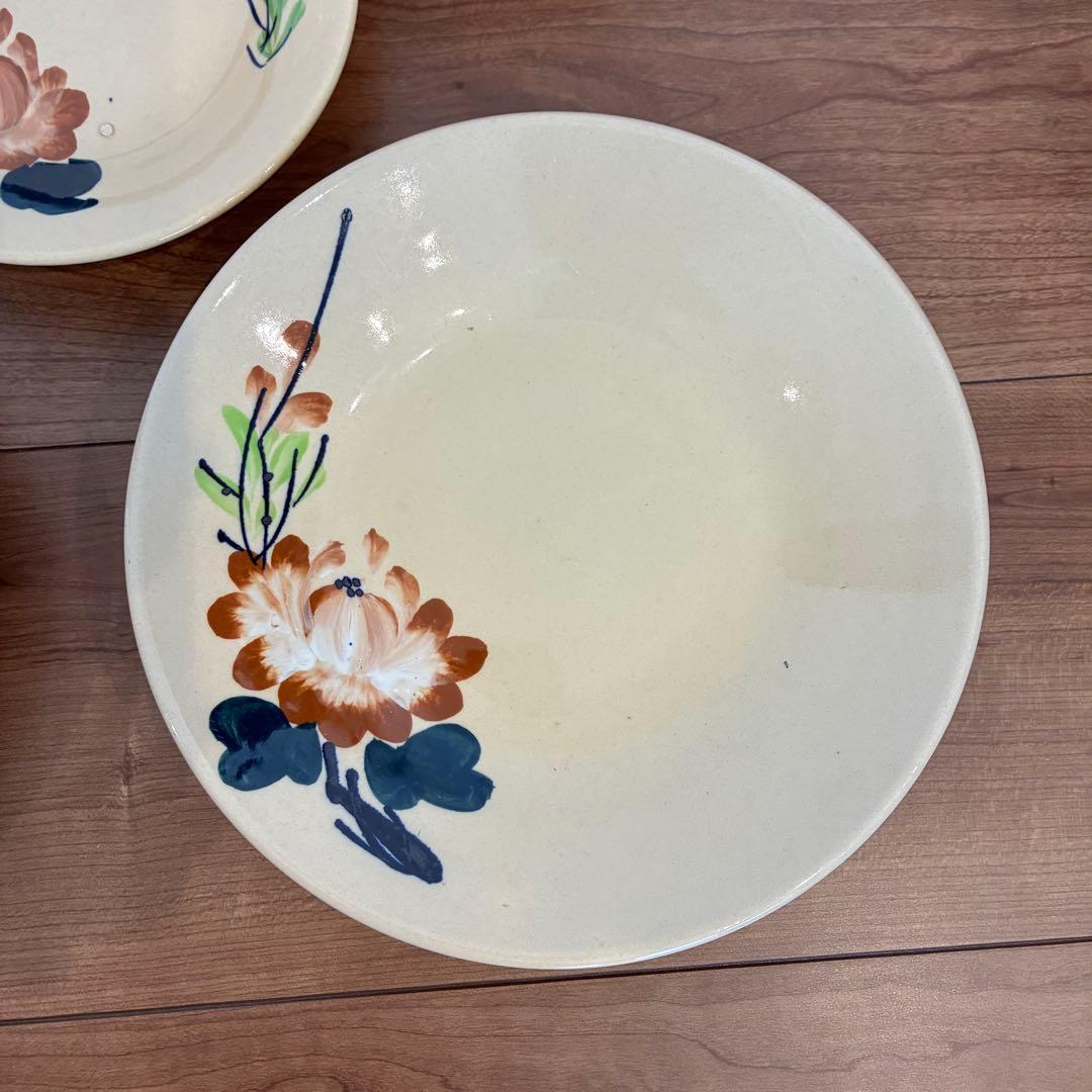 ソンべ焼き　ライテウ焼き　ベトナム　色彩豊かな花模様の陶磁器皿・丼　5枚セット