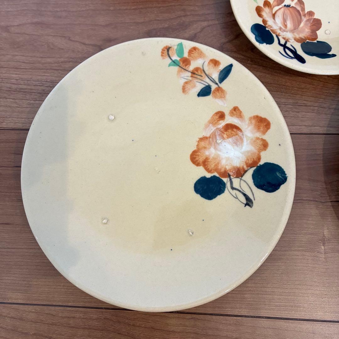 ソンべ焼き　ライテウ焼き　ベトナム　色彩豊かな花模様の陶磁器皿・丼　5枚セット