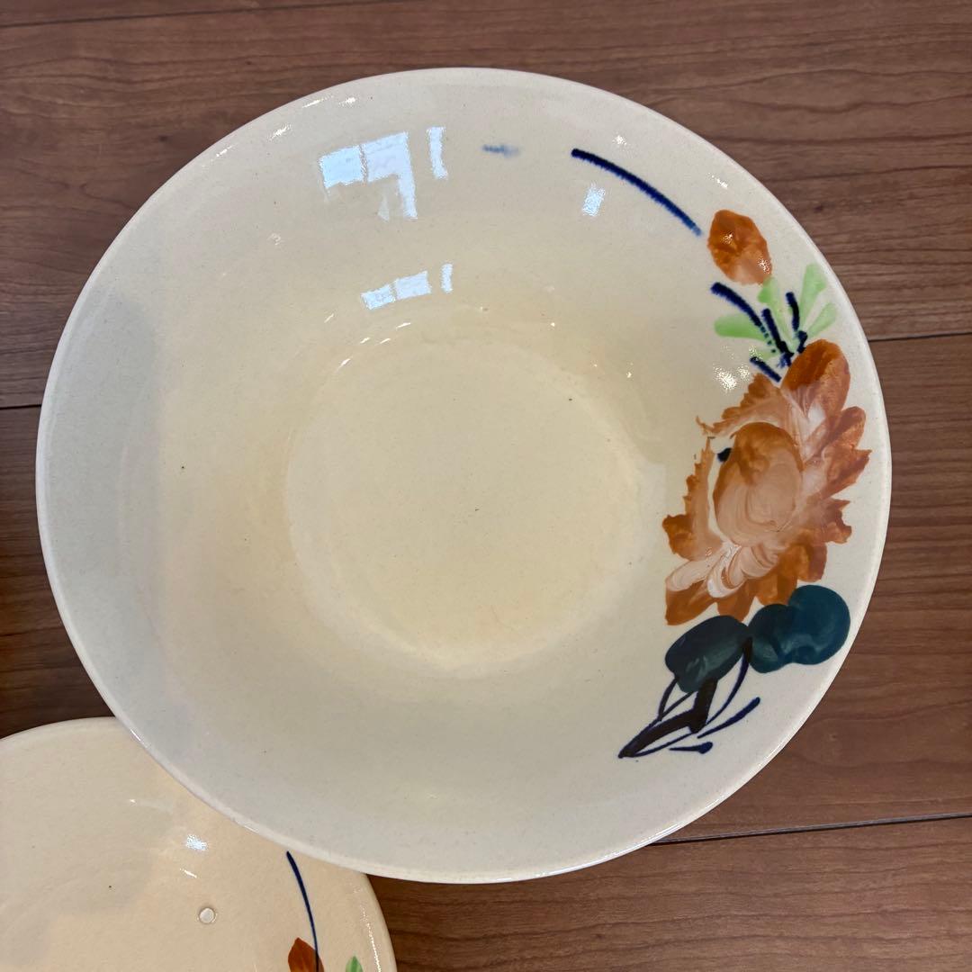 ソンべ焼き　ライテウ焼き　ベトナム　色彩豊かな花模様の陶磁器皿・丼　5枚セット