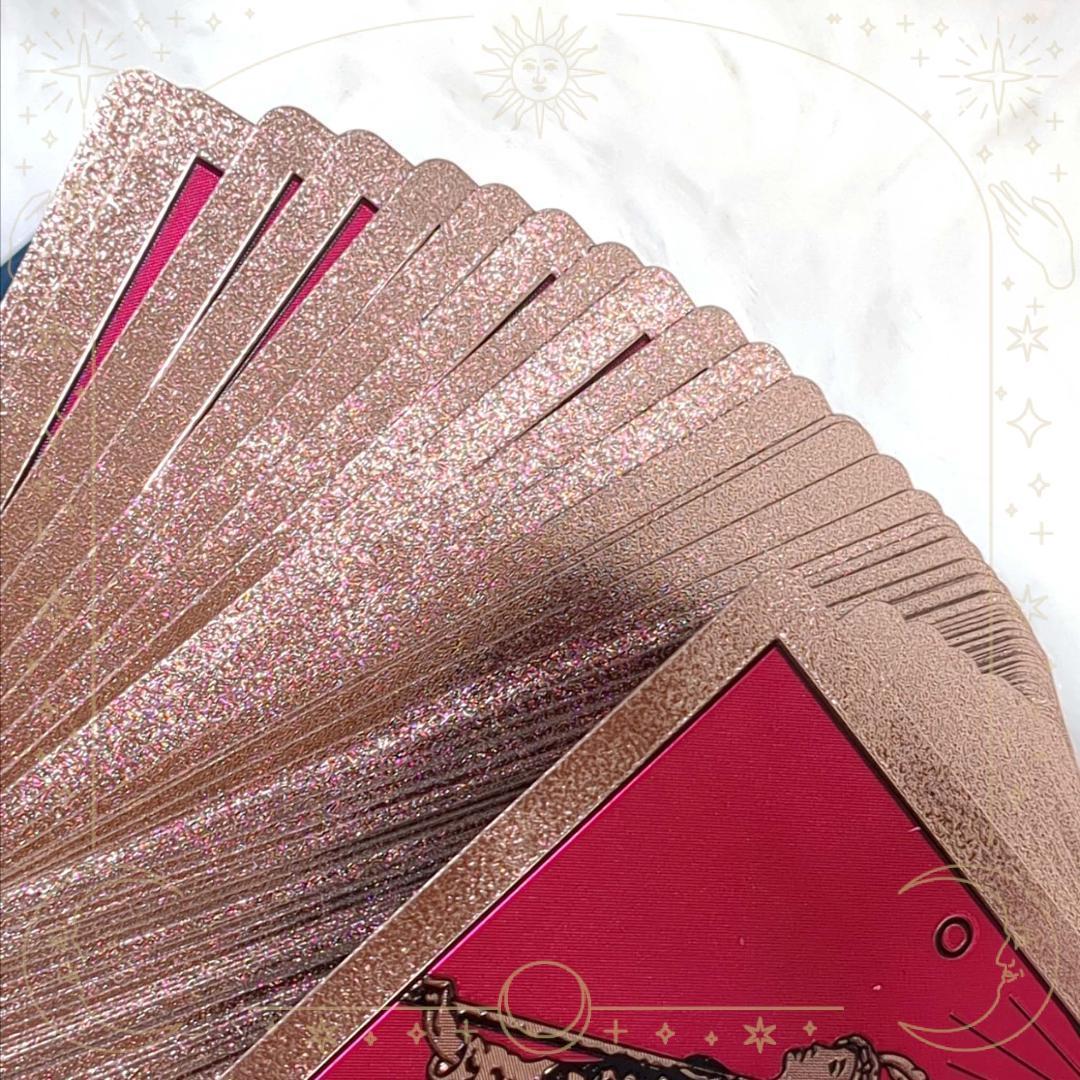 【PVCプラ製タロットカード】レア色✨マゼンタ×ピンクゴールド プラスチック製