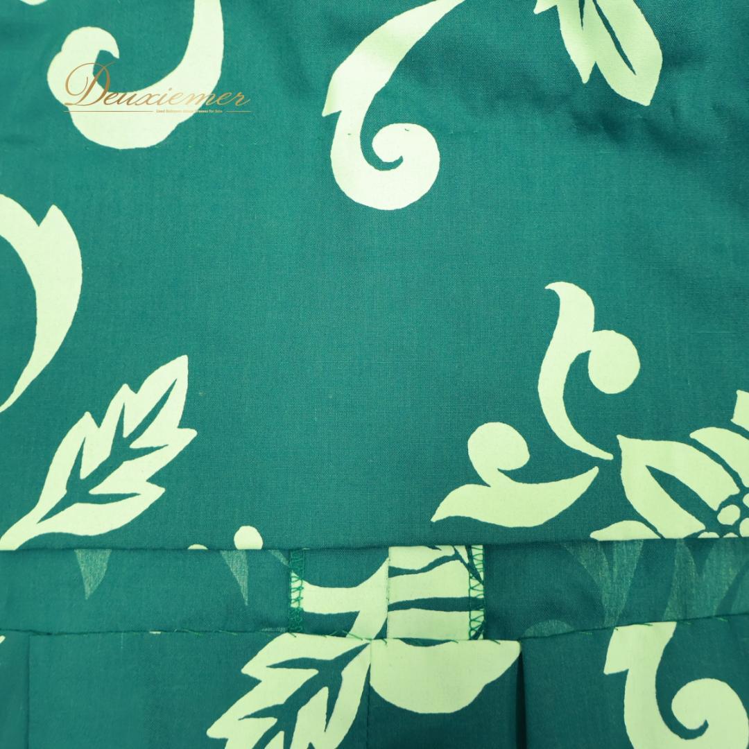 【ハワイ製 フラダンス衣装】グリーン Princess Kaiulani ドレス