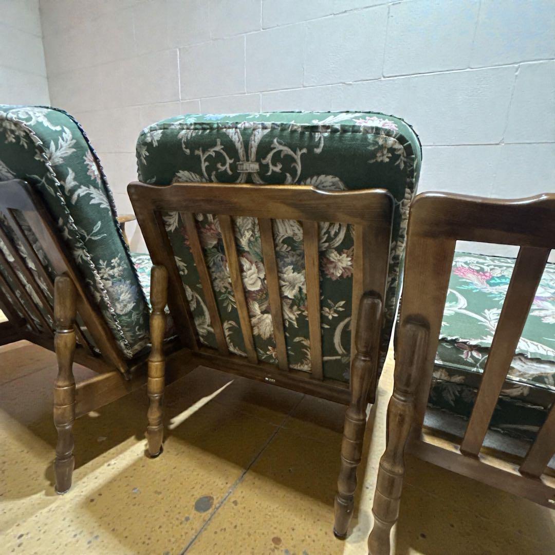 【ヴィンテージ✨】カリモク コロニアル 花柄 希少 セパレート3人掛け 猫足