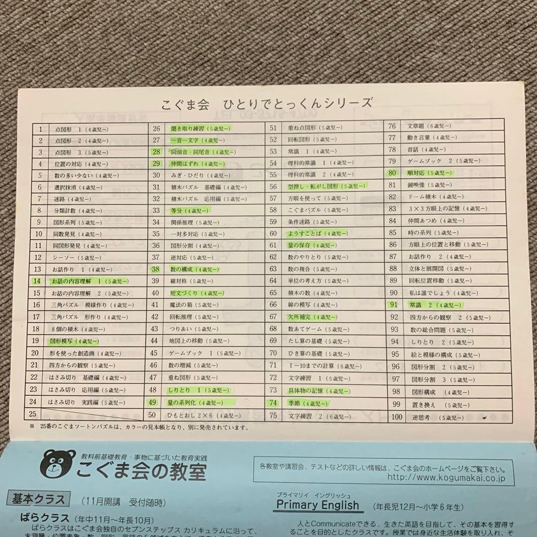 こぐま会 ひとりでとっくん11冊+ピグマリオン問題集4冊+つみき*2セット